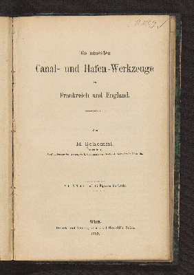 Vorschaubild von Die neuesten Canal- und Hafen-Werkzeuge in Frankreich und England