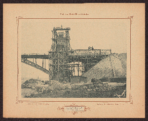 Vorschaubild von 56. Hochbrücke bei Grünthal, Rüstung des östlichen Widerlagers. 6. August 1892.
