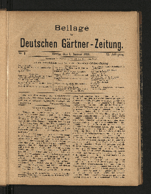 Vorschaubild von Beilage der Deutschen Gärtner-Zeitung. Nr. 1.
