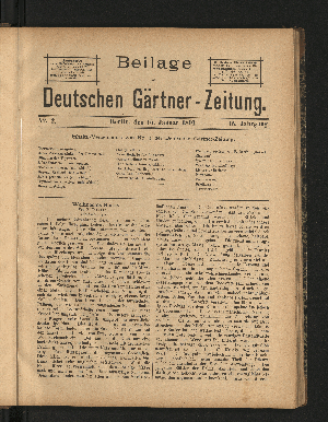 Vorschaubild von Beilage der Deutschen Gärtner-Zeitung. Nr. 2