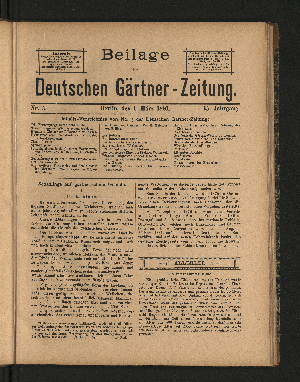 Vorschaubild von Beilage der Deutschen Gärtner-Zeitung. Nr. 5