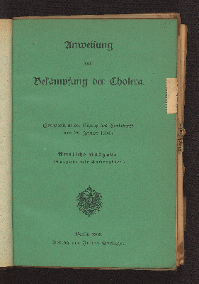 Vorschaubild von Anweisung zur Bekämpfung der Cholera