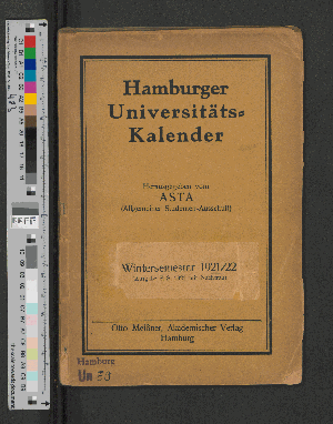 Vorschaubild von [Hamburger Universitäts-Kalender]