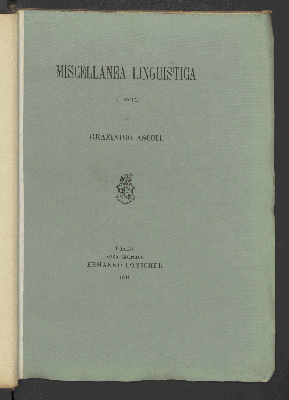 Vorschaubild von Miscellanea linguistica in onore di Graziadio Ascoli