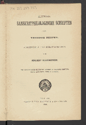 Vorschaubild von Kleinere sanskritphilologische Schriften