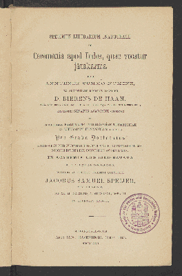 Vorschaubild von Specimen literarium inaugurale de ceremonia apud Indos