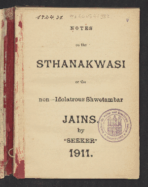 Vorschaubild von [Notes on the Sthanakwasi or the non-idolatrous Shwetambar Jains]