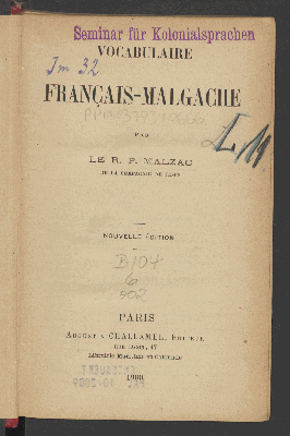 Vorschaubild von Vocabulaire Français-Malgache