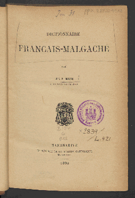 Vorschaubild von Dictionnaire français-malgache