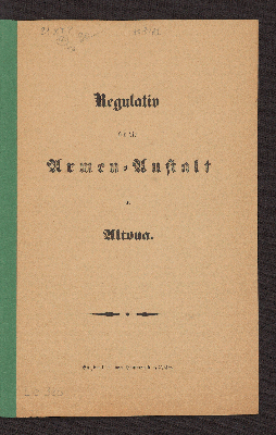 Vorschaubild von Regulativ für die Armen-Anstalt in Altona