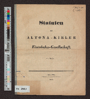Vorschaubild von Statuten der Altona-Kieler Eisenbahn-Gesellschaft