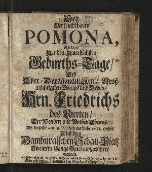 Vorschaubild von Sieg Der fruchtbaren Pomona