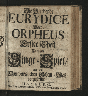 Vorschaubild von Die Sterbende Eurydice Oder: Orpheus Erster Theil