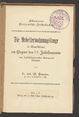 Vorschaubild von Die Arbeiterwohnungsfrage in Deutschland am Beginn des XX. Jahrhunderts