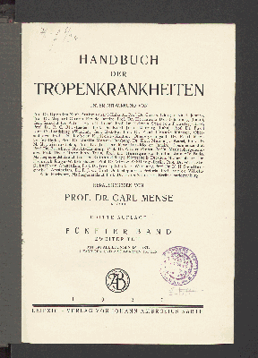 Vorschaubild von [Handbuch der Tropenkrankheiten]