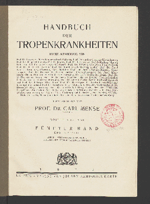 Vorschaubild von [Handbuch der Tropenkrankheiten]