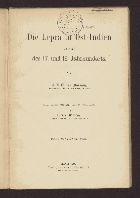 Vorschaubild von Die Lepra in Ost-Indien während des 17. und 18. Jahrhunderts