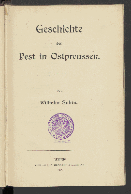 Vorschaubild von Geschichte der Pest in Ostpreussen