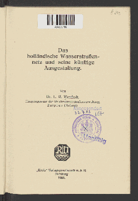 Vorschaubild von Das holländische Wasserstraßennetz und seine künftige Ausgestaltung