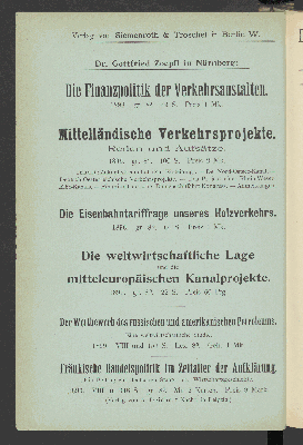 Vorschaubild von [Auswärtige Handelspolitik und innere Verkehrspolitik]