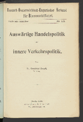 Vorschaubild von [Auswärtige Handelspolitik und innere Verkehrspolitik]