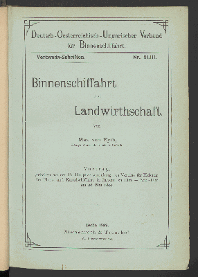 Vorschaubild von [Binnenschiffahrt und Landwirthschaft]