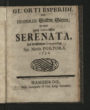 Vorschaubild von Gl'Orti Esperidi, Oder Hesperus Güldne Gärten