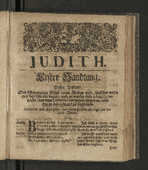 Vorschaubild von [Judith, Gemahlin Käyser Ludewigs des Frommen, Oder Die Siegende Unschuld]