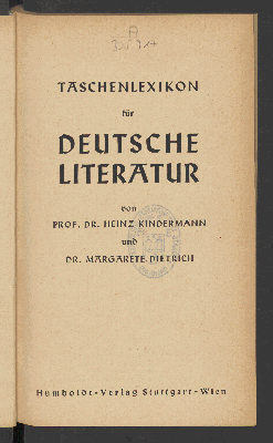 Vorschaubild von Taschenlexikon für deutsche Literatur