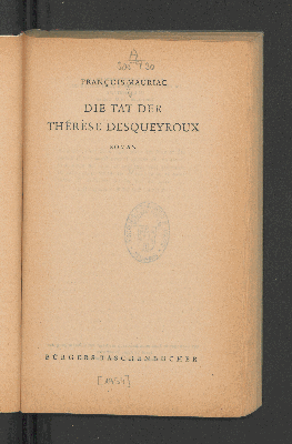 Vorschaubild von Die Tat der Thérèse Desqueyroux