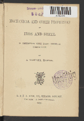 Vorschaubild von The mechanical and other properties of iron and steel