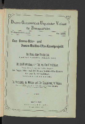 Vorschaubild von Das Donau-Oder und Donau-Moldau-Elbe-Kanalprojekt