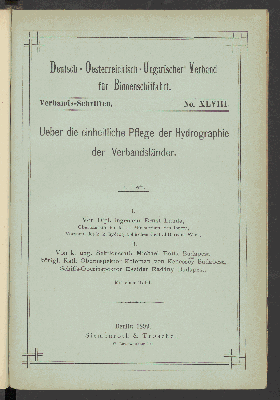 Vorschaubild von [Ueber die einheitliche Pflege der Hydrographie der Verbandsländer]