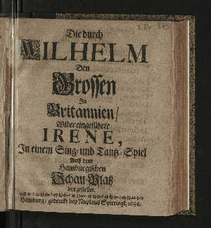 Vorschaubild von Die durch Wilhelm Den Grossen In Britannien/ Wider eingeführte Irene