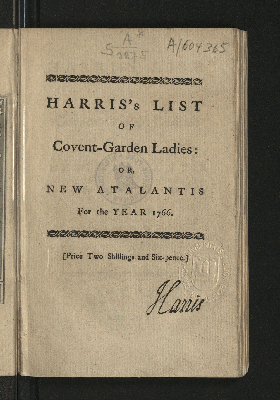 Vorschaubild von [Harris's list of Covent-Garden ladies]