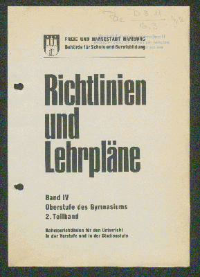 Vorschaubild von Oberstufe des Gymnasiums [Rahmenrichtlinien für den Unterricht in der Vorstufe und in der Studienstufe]