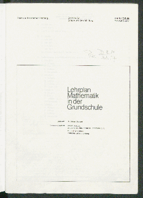 Vorschaubild von Lehrplan Mathematik in der Grundschule