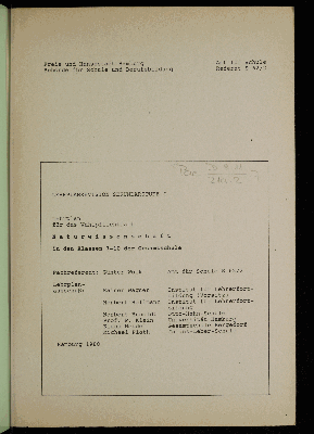 Vorschaubild von Lehrplan für das Wahlpflichtfach Naturwissenschaft in den Klassen 7 - 10 der Gesamtschule