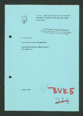 Vorschaubild von Lehrplan für das Unterrichtsfach Berechnungen in der Berufsvorbereitungsklasse 9 (BVK 9/W-Bereich)