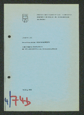 Vorschaubild von Lehrplan für das Unterrichtsfach Rechnungswesen in den Klassen der Berufsschule für die Verlagskauffrau/den Verlagskaufmann