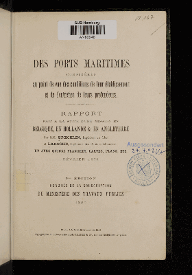 Vorschaubild von Des ports maritimes considérés au point de vue des conditions de leur établissement et de l'entretien de leurs profondeurs