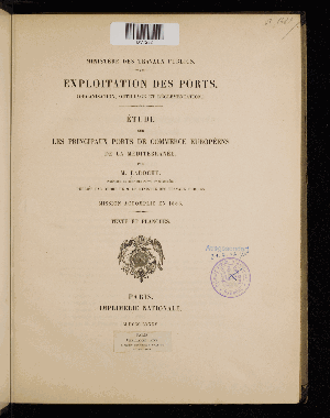 Vorschaubild von Étude sur les principaux ports de commerce européens de la Méditerranée, publiée par ordre de M. le ministre des travaux publics