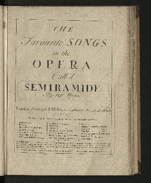 Vorschaubild von The favourite songs in the opera call'd Semiramide