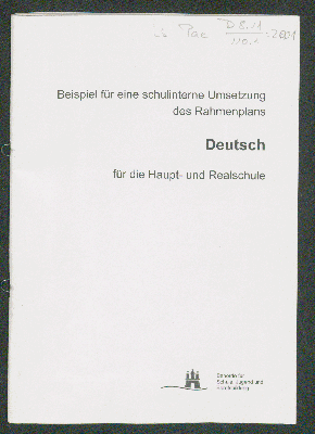 Vorschaubild von Beispiel für eine schulinterne Umsetzung des Rahmenplans Deutsch für die Haupt- und Realschule
