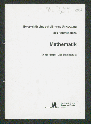 Vorschaubild von Beispiel für eine schulinterne Umsetzung des Rahmenplans Mathematik für die Haupt- und Realschule