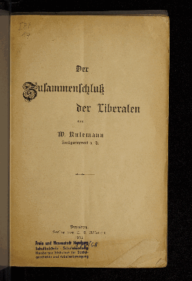 Vorschaubild von Der Zusammenschluß der Liberalen