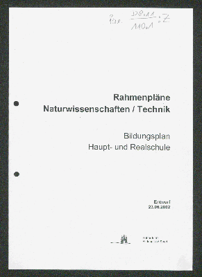 Vorschaubild von Rahmenpläne Naturwissenschaften/ Technik