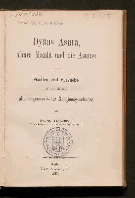 Vorschaubild von Dyâus Asura, Ahura Mazdâ und die Asuras