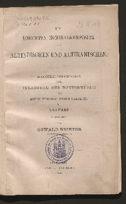 Vorschaubild von Die unechten Nominalkomposita des Altindischen und Altiranischen