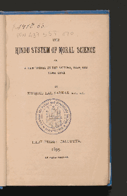 Vorschaubild von The Hindu system of moral science or a few words on the Sattwa, Raja, and Tama Guna